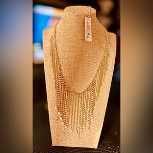 0157) Ettika Gold plated Fringe Necklace